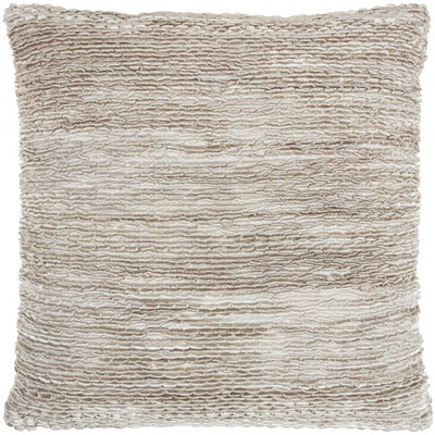 Taupe and White Striped Throw Pillow