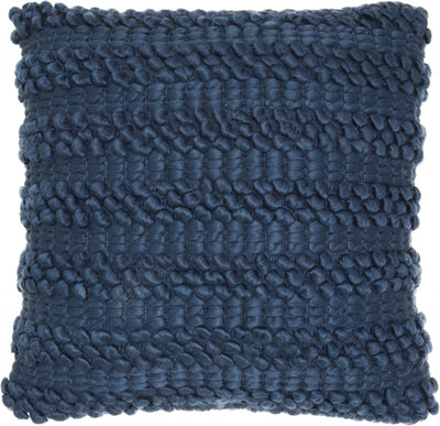 XL Dark Blue Pom-Pom Detailed Throw Pillow