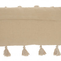 Off-White Tasseled Lumbar Pillow