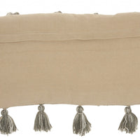 Gray Tasseled Lumbar Pillow