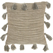 Gray Tasseled Throw Pillow