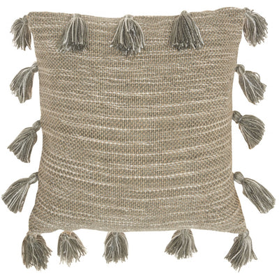 Gray Tasseled Throw Pillow