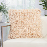 Loose Luscious Shag Beige Throw Pillow