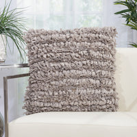 Loose Luscious Shag Taupe Throw Pillow