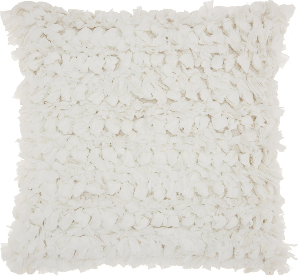 Loose Luscious Shag White Throw Pillow