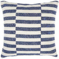 Navy Blue and Ivory Irregular Stripes Throw Pillow