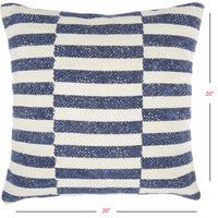 Navy Blue and Ivory Irregular Stripes Throw Pillow