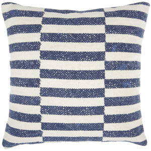 Navy Blue and Ivory Irregular Stripes Throw Pillow