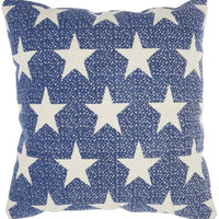 Navy Blue and Ivory Stars Throw Pillow