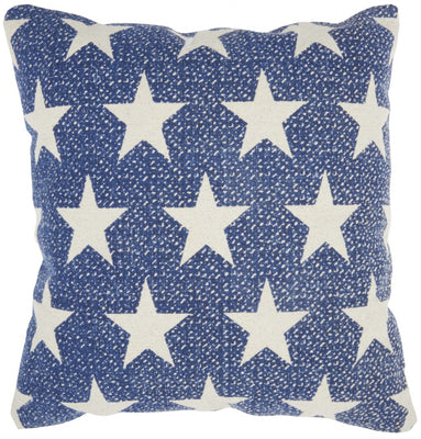 Navy Blue and Ivory Stars Throw Pillow