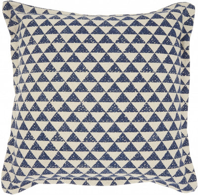 Indigo and Ivory Triangle Design Throw Pillow