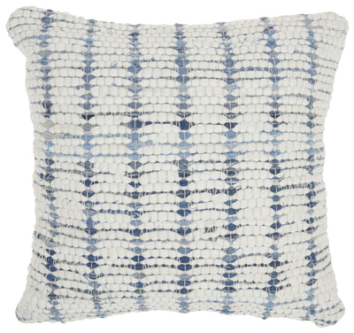 White And Denim Knubby Lines Throw Pillow