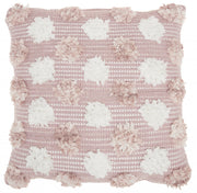 Floral Textured Pink and White Throw Pillow