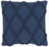 Navy Blue Textured Lattice Throw Pillow