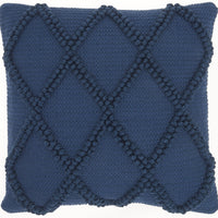 Navy Blue Textured Lattice Throw Pillow