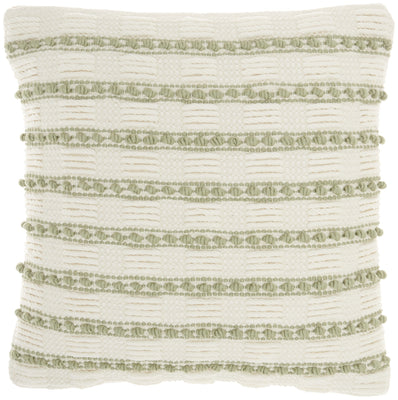 Sage and Ivory Textured Stripes Throw Pillow