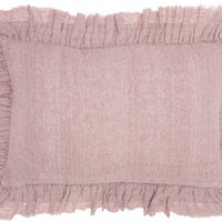 Dainty Ruffle Edged Pink Lumbar Pillow