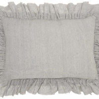 Dainty Ruffle Edged Light Gray Lumbar Pillow