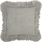 Dainty Ruffle Edged Light Gray Throw Pillow