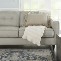 Dainty Ruffle Edged Beige Lumbar Pillow