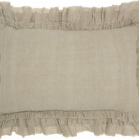 Dainty Ruffle Edged Beige Lumbar Pillow