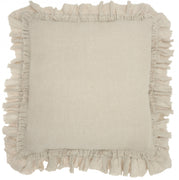 Dainty Ruffle Edged Beige Throw Pillow