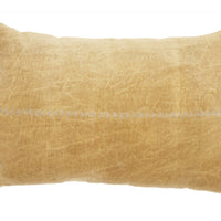 Wide Tasseled Marble Yellow Lumbar Pillow
