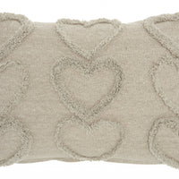 Whimsical Heart Detail Gray Lumbar Pillow