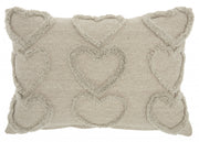 Whimsical Heart Detail Gray Lumbar Pillow