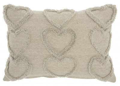 Whimsical Heart Detail Gray Lumbar Pillow