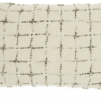 Brown and White Grid Detail Lumbar Pillow