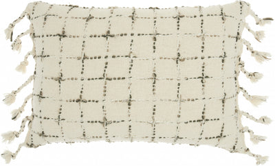 Brown and White Grid Detail Lumbar Pillow