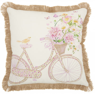 Colorful Bicycle Print Throw Pillow