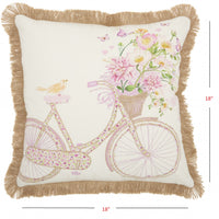 Colorful Bicycle Print Throw Pillow