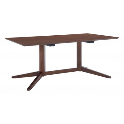 Modern Sleek Walnut Finish Industrial Dining Table