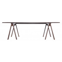 Mid Century Mod Walnut Finish Sawhorse Dining Table