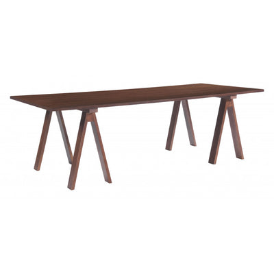 Mid Century Mod Walnut Finish Sawhorse Dining Table