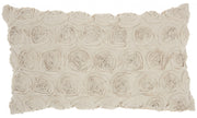 Off White Embossed Rose Lumbar Pillow