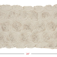 Off White Embossed Rose Lumbar Pillow