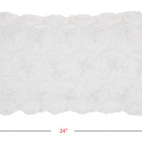 White Embossed Rose Lumbar Pillow