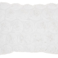 Petite White Embossed Rose Lumbar Pillow