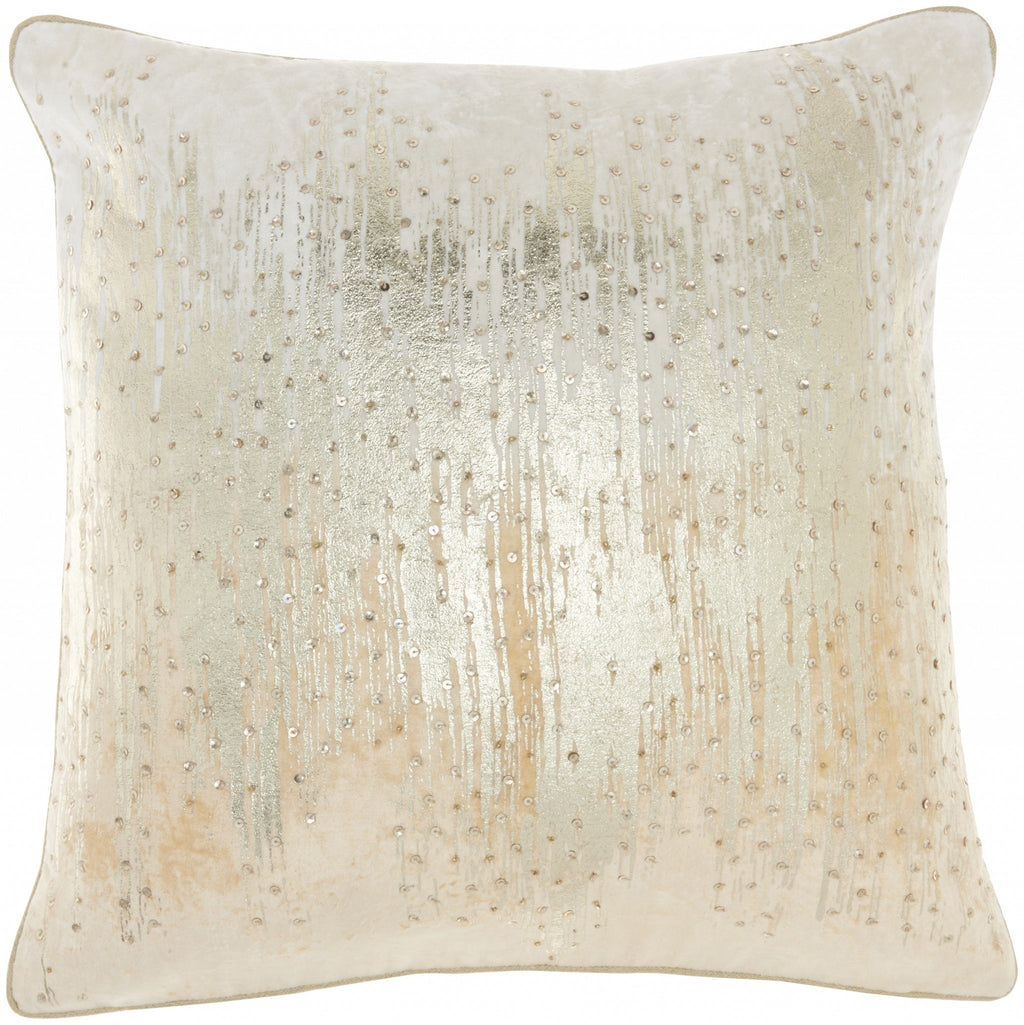Cream Sequined Ombre Throw Pillow