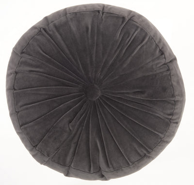 Dark Gray Tufted Round Throw Pillow