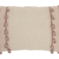 Blush Rectangular Embellished Throw Pillow