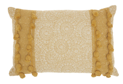 Mustard Rectangular Embellished Throw Pillow