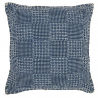 Blue Textured Squares Throw Pillow