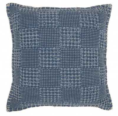 Blue Textured Squares Throw Pillow