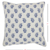 Blue and Ivory Bohemian Floral Throw Pillow