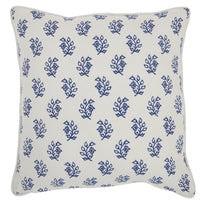 Blue and Ivory Bohemian Floral Throw Pillow