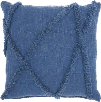 Boho Chic Blue Textured Lines Throw Pillow